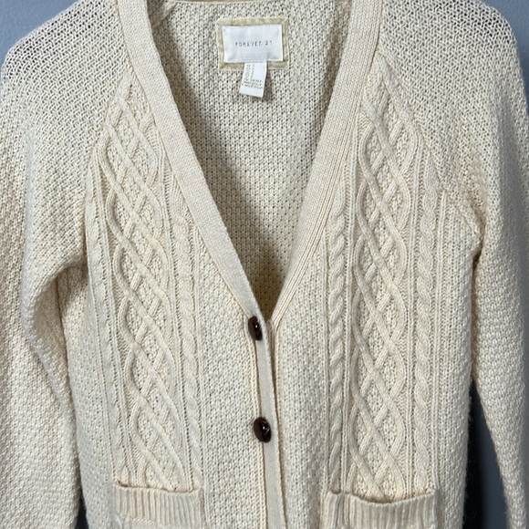 Vintage Forever 21 wool blend cream sweater cardigan size small - Picture 4 of 5